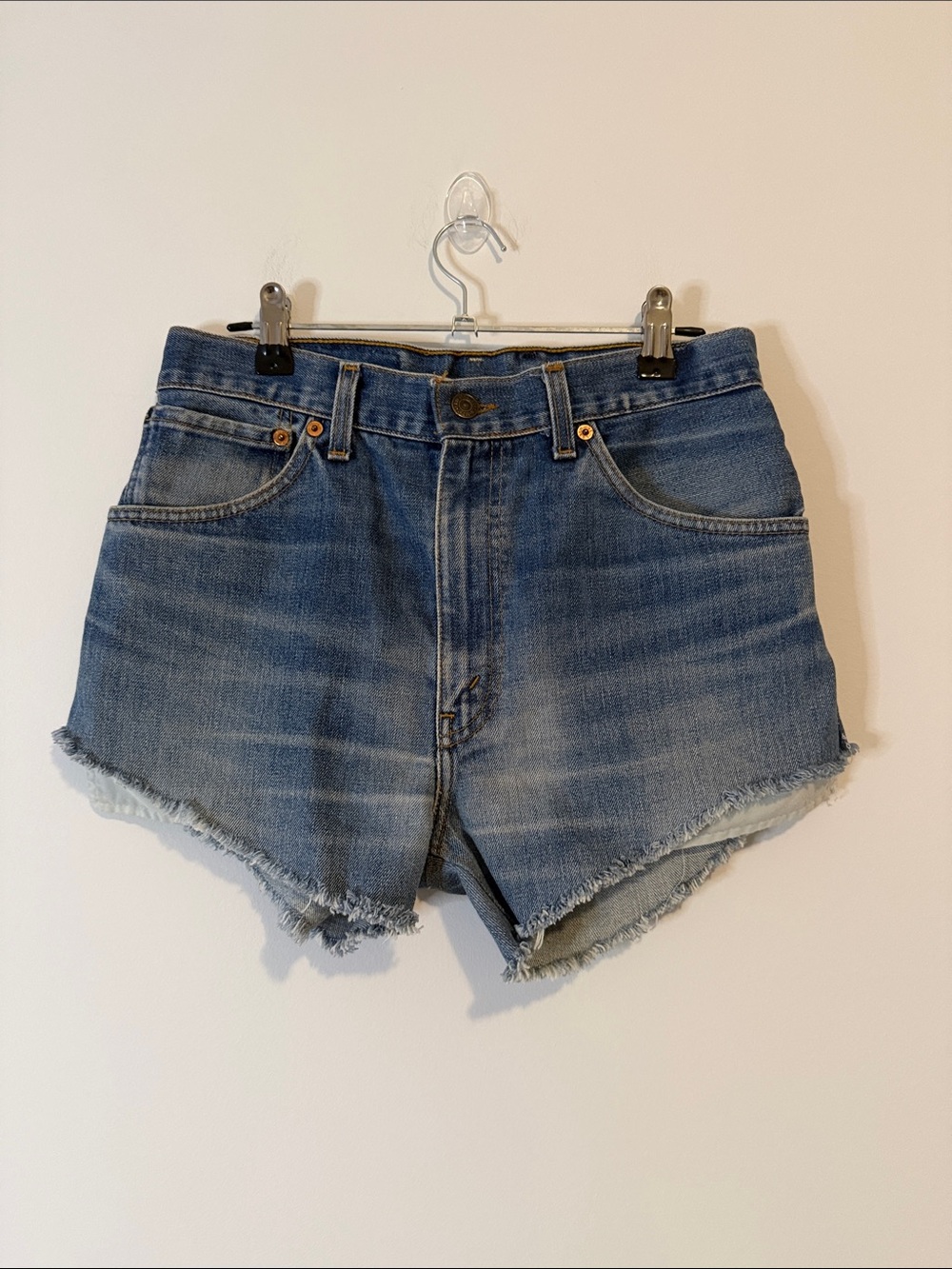 Levi’s Urban Renewal Distressed Frayed Hem Denim Shorts